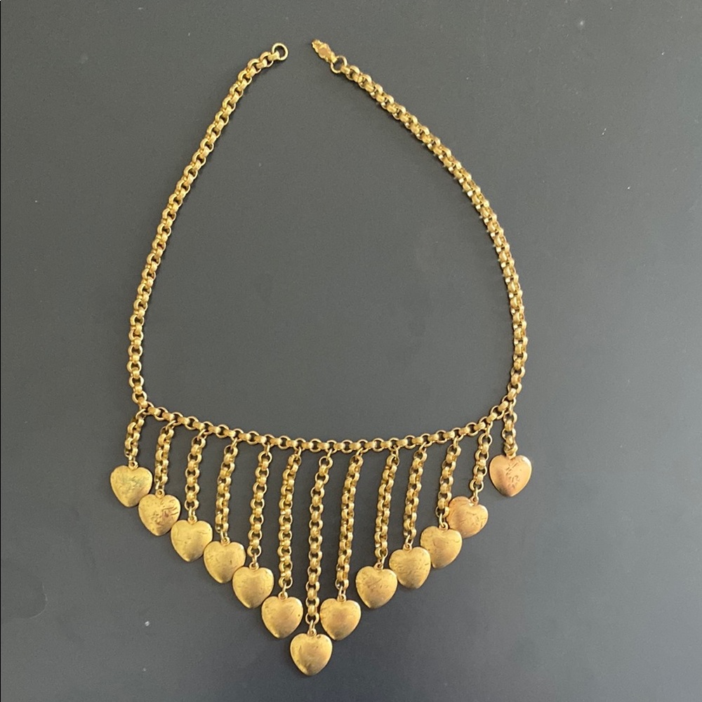 Antique Gold Heart Charm Necklace